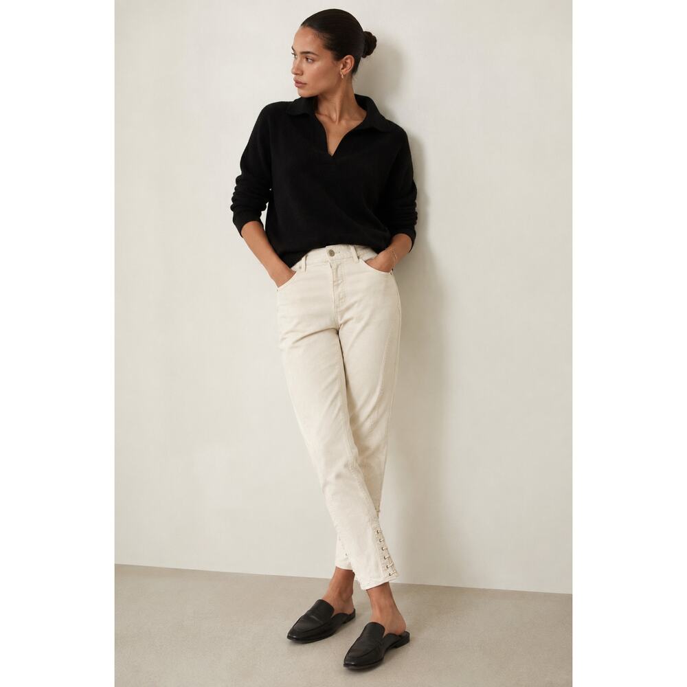 Banana Republic Lace-Up Equestrian Style Ankle Pants Cream High Rise Pants-8
